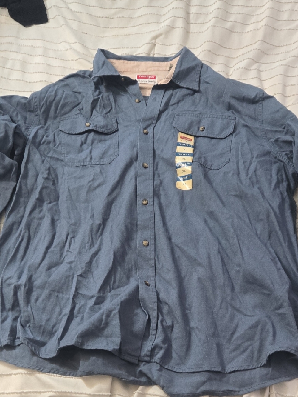 Wrangler Men’s Slate Blue Long-Sleeve Button-Down Work Shirt